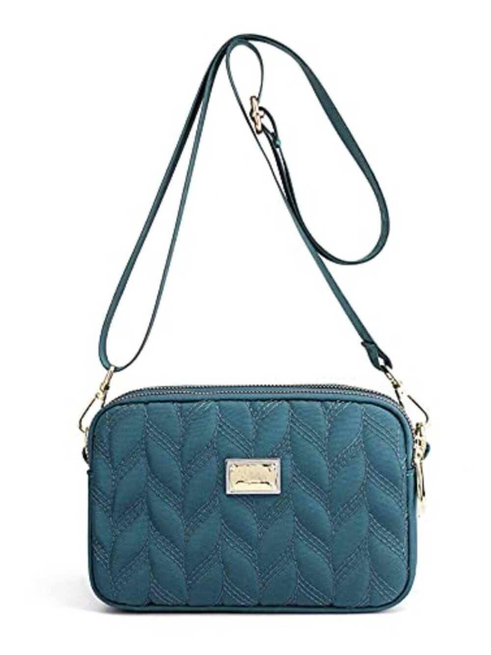 Small Quilted Crossbody Bag Water Resistant Nylon Phone Purse Adjustable Strap
